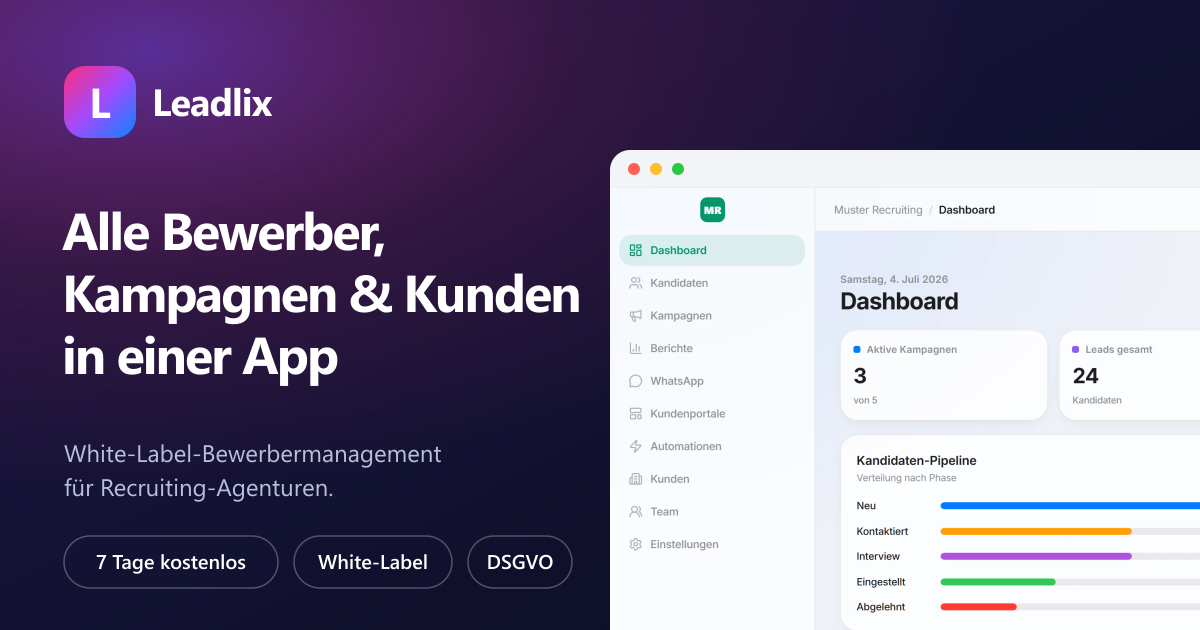 Leadlix — Alle Bewerber, Kampagnen und Kunden in einer App
